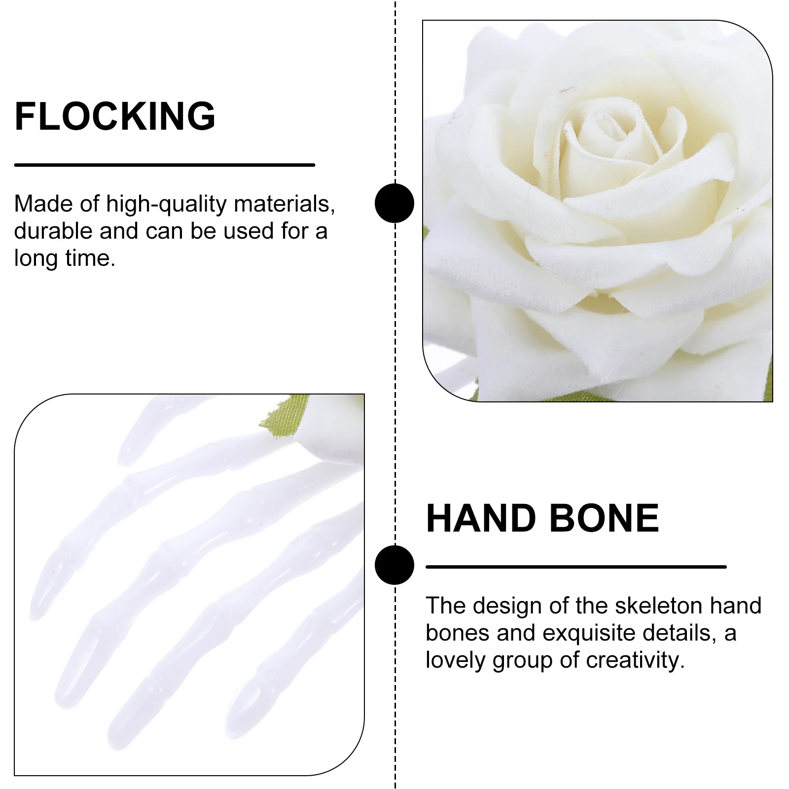 

2Pcs Skull Rose Hand Hairpin Creative Halloween Hair Clip Party Girls Hair Accessory Hand Hairpin