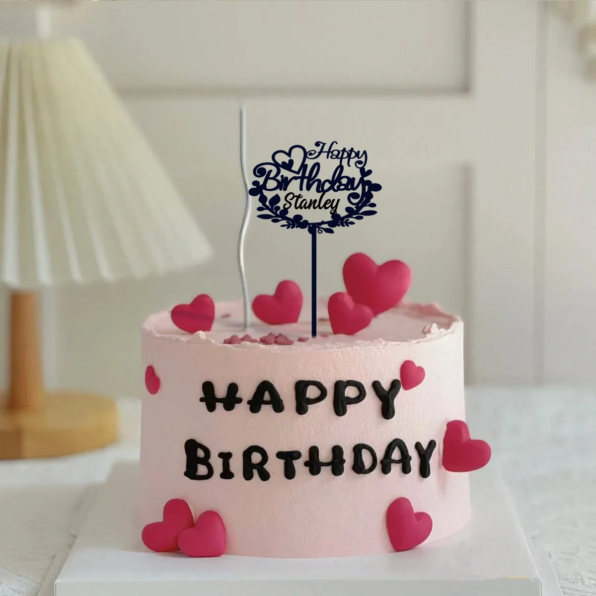 1PC Affordable Happy birthday wishes with star patterns Customized Name Cake Sign Cake Ornaments Unique Birthday Party Décor