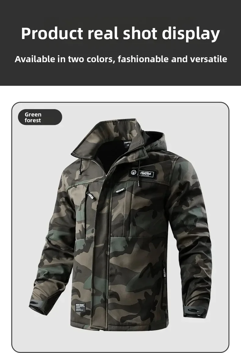Wasserdichtes Herren-Arbeitskleidungsset mit warmem Faltenfutter für Herbst- und Winter-Outdoor-Radfahren, langlebiges Set für Herren-Winterset – Detail 20