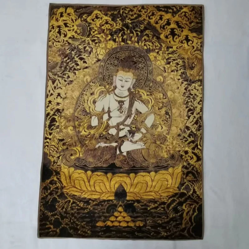 Brocade Thangka Embroidered Painting Tibet Green Tara Calligraphy and Painting Brocade Painting 5 Optional