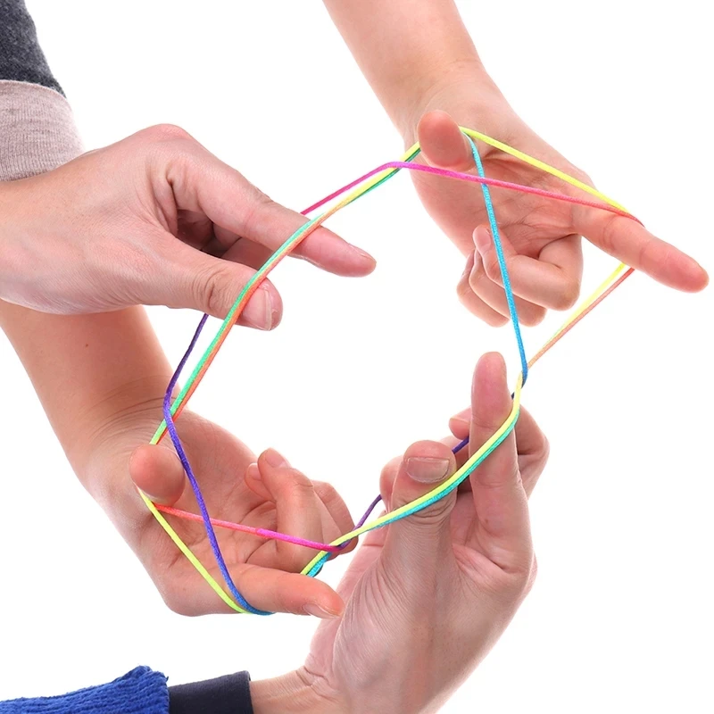 

12PCS Finger String Game Rainbow Colored Rope 160CM Kids Educational Toys Children's Day Gift Birthday Party Supplies