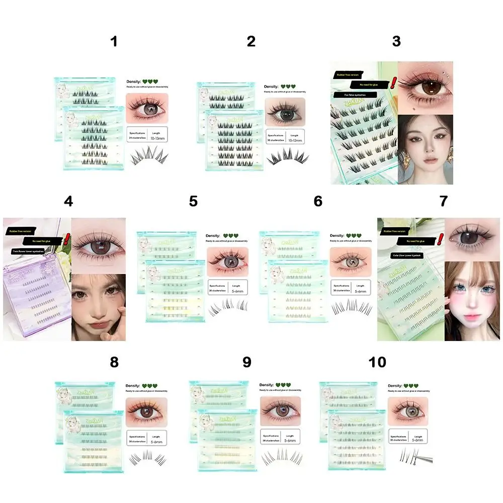 1 시트 새로운 천연 자체 접착 속눈썹 재사용 가능한 접착제 없음 개별 속눈썹 Mutistyles Soft Idol Lash Clusters