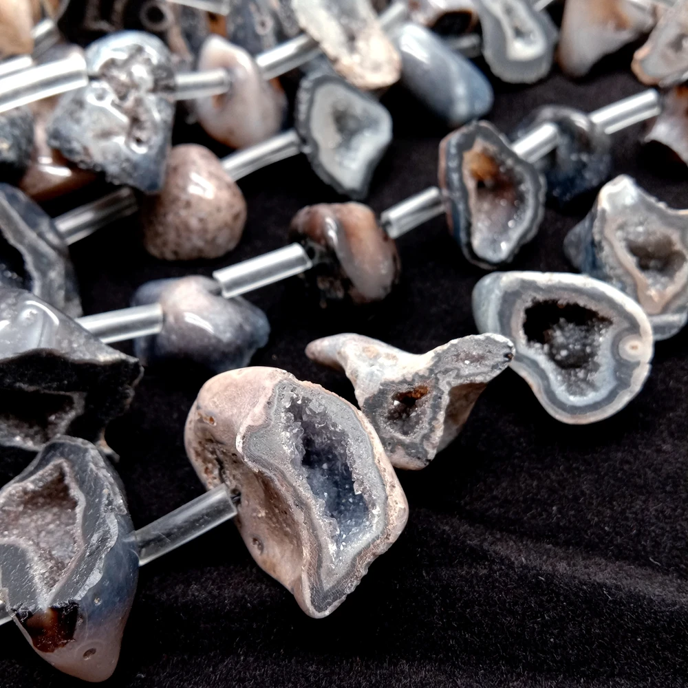 1 Strand  15x20mm Natural Agate Druzy  rough Space Beads DIY Making 16