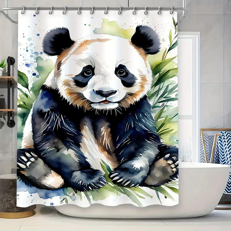 

Набор занавесок для ванной комнаты с акварельной пандой, синий, зеленый, белый, черный декор, занавески для душа для детской ванной комнаты, водонепроницаемая ткань с принтом