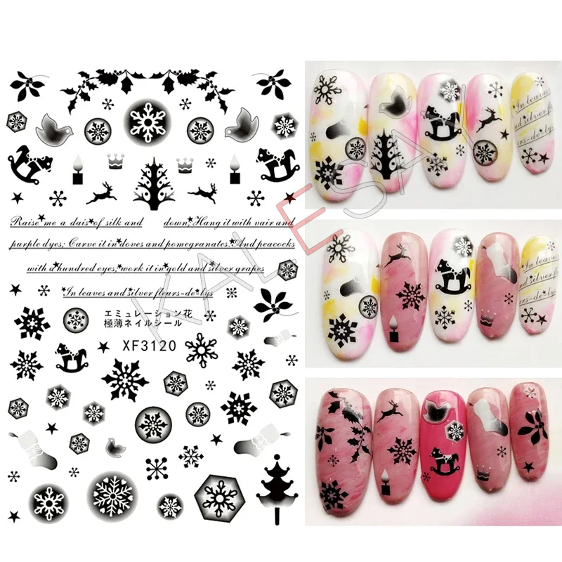 Merry Christmas Nail Art Stickers Decoratie Sneeuw Nagelsticker voor manicure Kerstman Sticker voor nagels Ontwerp Kerstman