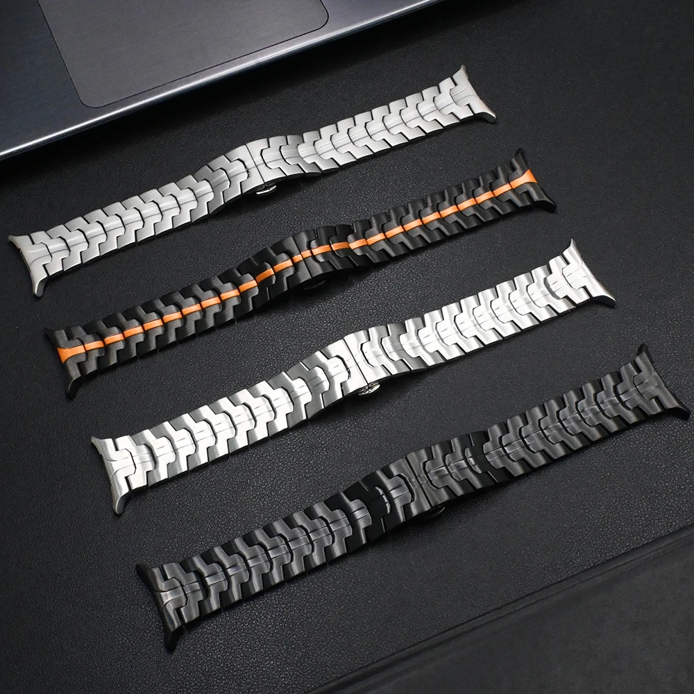 Męski metalowy pasek do Samsung Galaxy Ultra 7 47mm BEZ szczelinowa opaska ze stali nierdzewnej do Samsung Galaxy Ultra 47mm czarno-złota opaska do zegarka