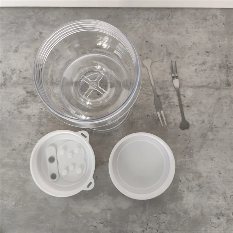 

L56A — многоразовая маринованная банка с отделением для влажной и сухой уборки с вилкой — многофункциональная круглая откидная банка для ежедневного использования