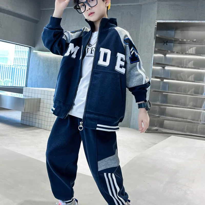 

Boys' Clothes Sets Jacket +Pants 2PCS/Set Cotton 2023 Elegant Spring Autumn Teenagers Suit Outfit Children Clothing