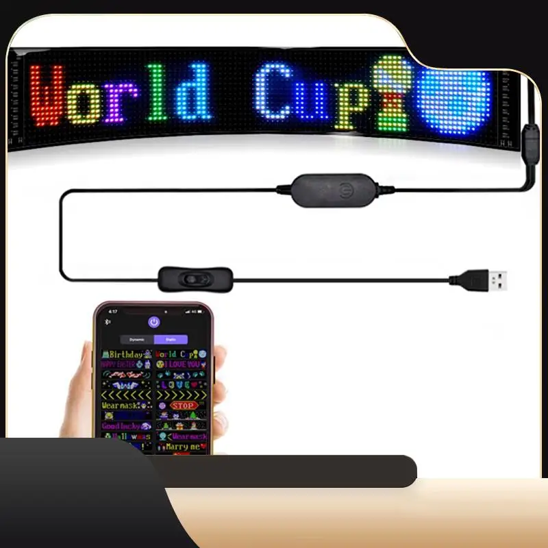 

LED Pixel Panel,USB 5V Flexible LED Module RGB Scrolling Text Animation Display,Bluetooth APP,16X32 Leds 7X17cm Durable-T44C