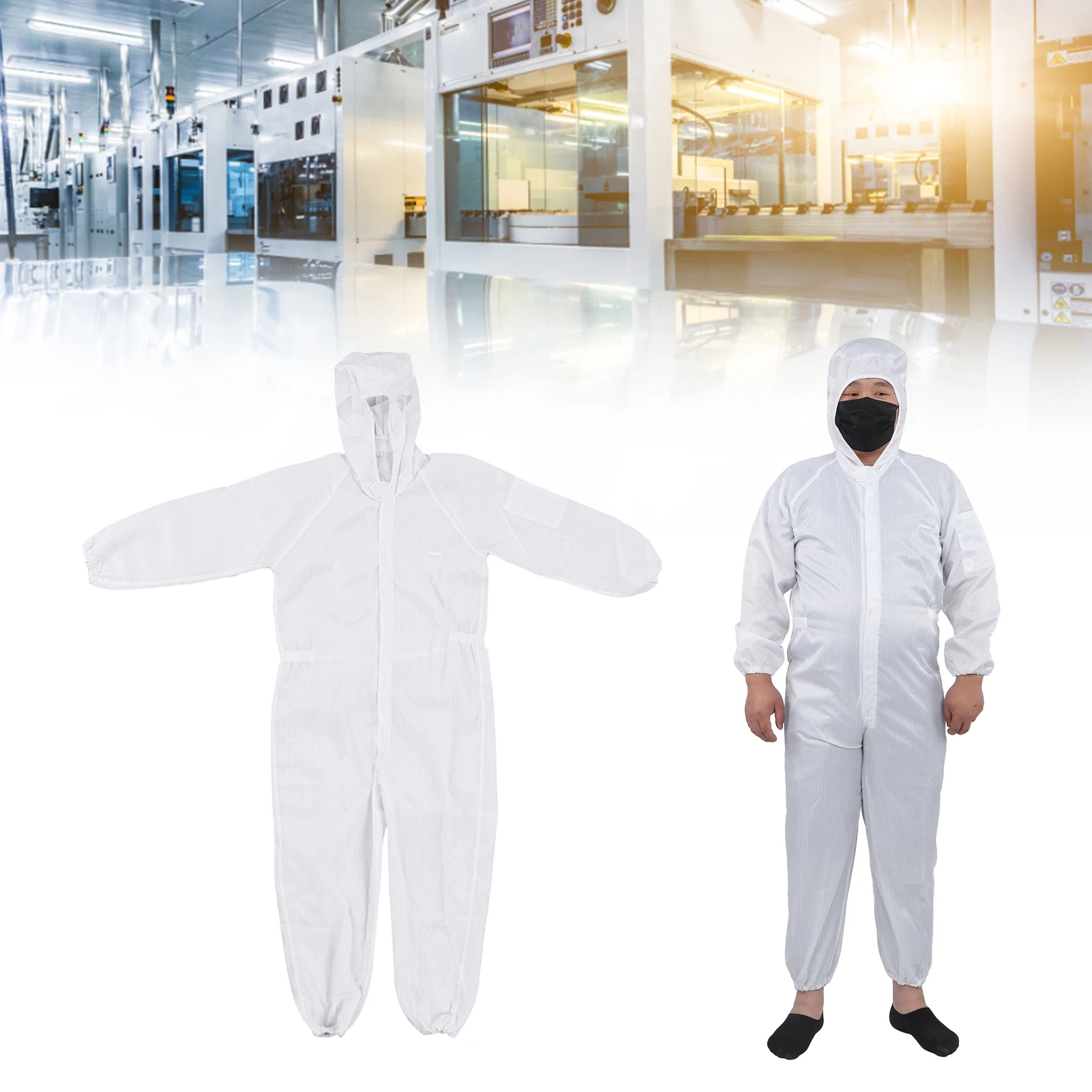 

ZK30 Protective Coverall Polyester Static Resistant Dustproof Particles Proof Workwear for SMT Workshop XL