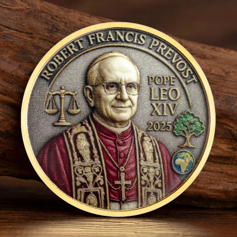 Robert Francis Pope Leo XIV Souvenir Coin UV Printed Gold Plated Pope Commemorative Coin
