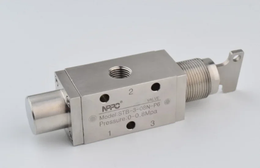 STB-3-08N-P6 STB سلسلة SUS316 صمام ميكانيكي من الفولاذ المقاوم للصدأ 3-port NPT1/4 نوع المفتاح