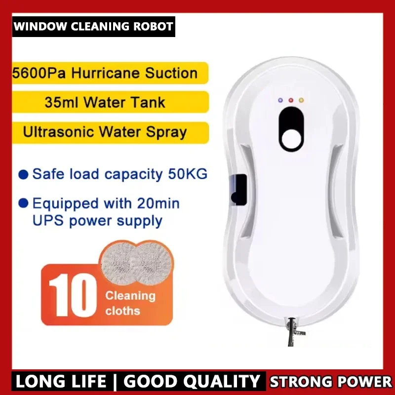 

Smart Window Cleaning Robot for Indoor & Outdoor Use with Ultrasonic Water Spray And Vacuum Wash - Automatic Glass Cleaner