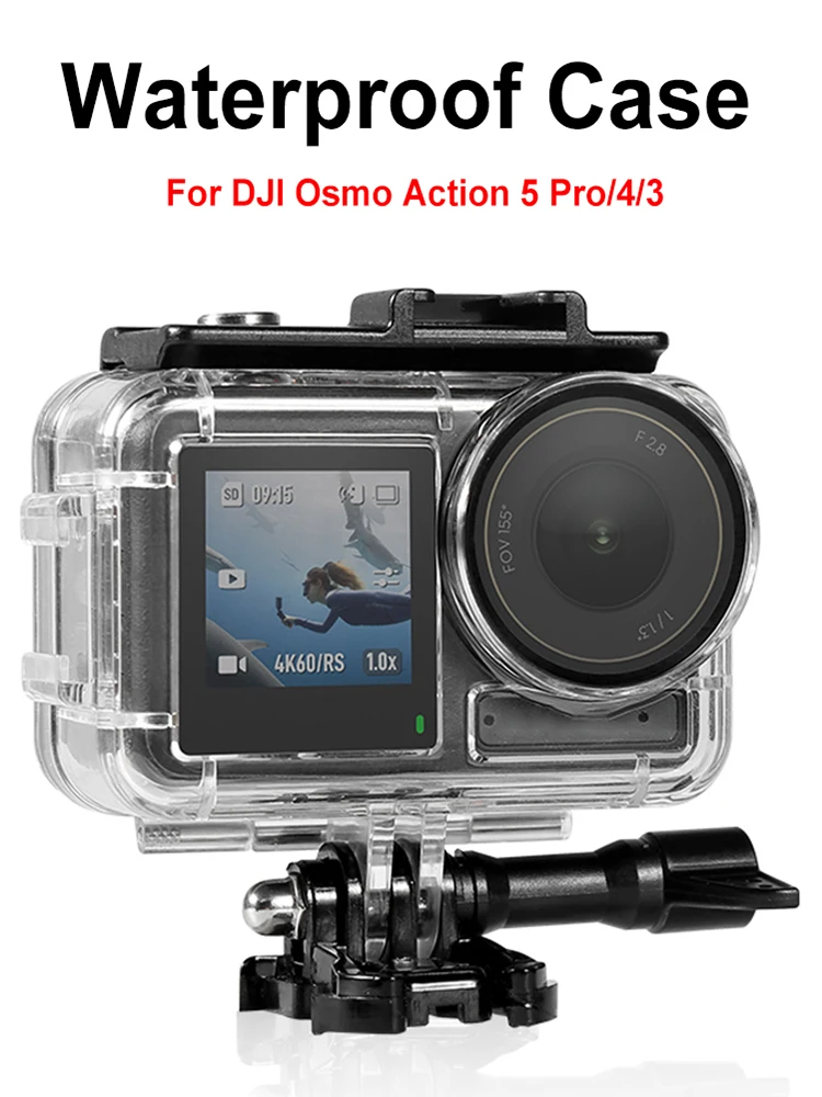 Funda impermeable de 60M/196 pies, carcasa de buceo antiniebla, carcasa de buceo subacuático para DJI Osmo Action 5 Pro/4/3, accesorios para cámara