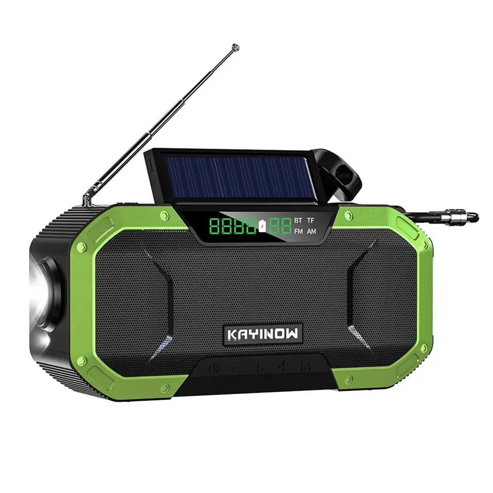 Multi-functional 5000mAh Solar Hand Crank Radio With USB Charging, FMAMNOAA Emergencys Multifunctional Outdoor Solar Radio