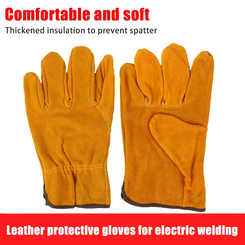 New 1 Pair Soft Cowhide Driver Hunting Driving Farm Garden Welding Security Protection Safety Mechanic Glove Men Work Gloves