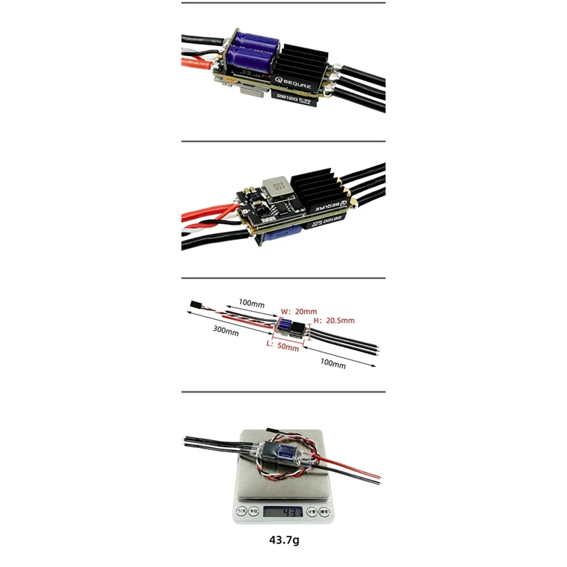 SEQURE 28120 bezszczotkowy elektryczny regulator prędkości 2-8S 120A obsługuje 128Khz PWM dla modeli samochodów RC wyścigowych dronów