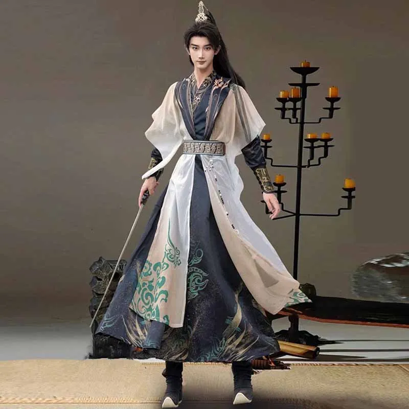 

Большой размер 3XL Hanfu, мужской китайский винтажный Hanfu, мужской карнавальный фехтовальщик на Хэллоуин, карнавальный костюм, наряд для вечеринки, костюмы Hanfu XXL