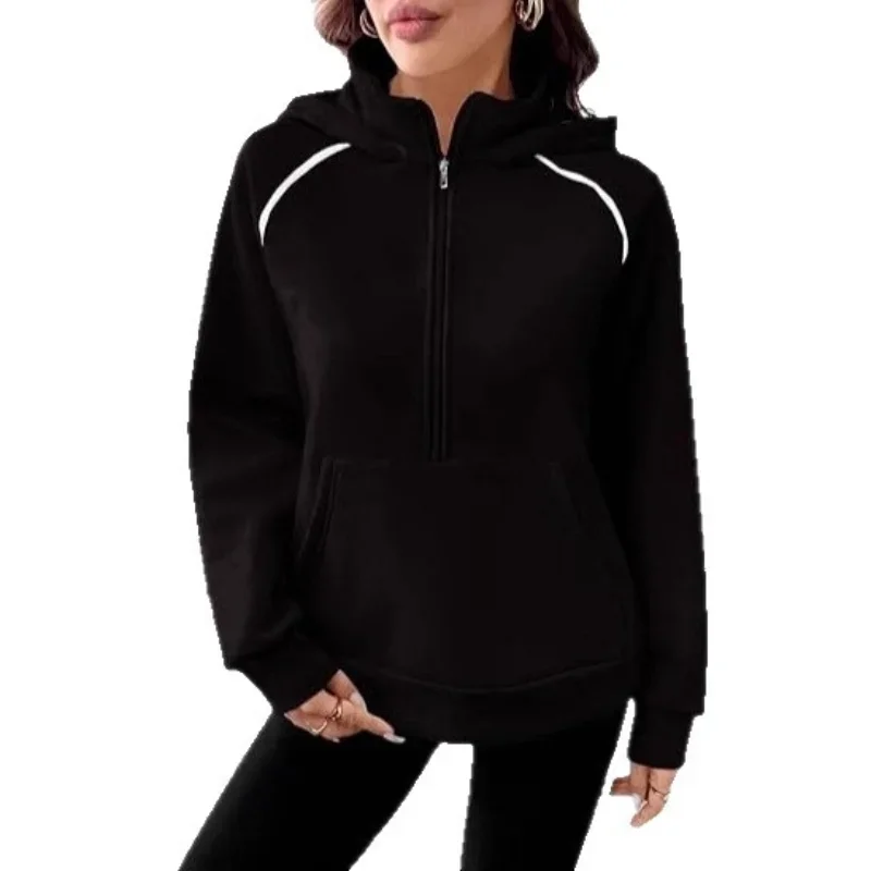 Damen-Kapuzenpullover im europäischen Stil, Herbst und Winter, neuer Stil, Stehkragen, Kapuzen-Design, französisches Sweatshirt, modisches, vielseitiges Oberteil