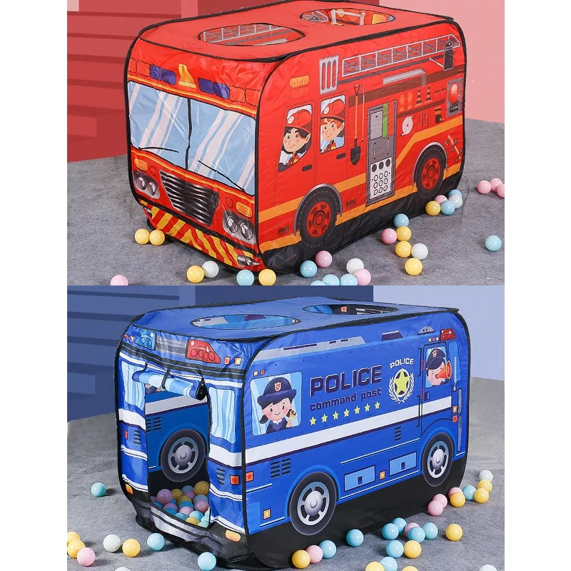 Children Tent Kids Play Tent Toy Foldable Playhouse Cloth Fire Truck Police Car Game House Bus