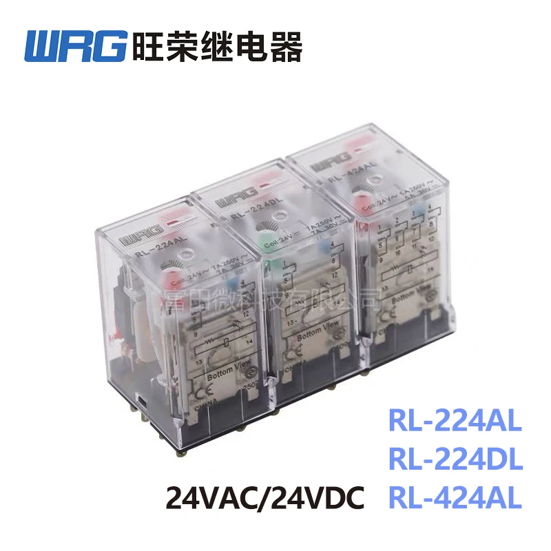 

1Pcs WRG Relay RL-224AL RL-224DL RL-424AL 8PiN 14Pin 5A 7A 24VAC 24VDC Intermediate Relay