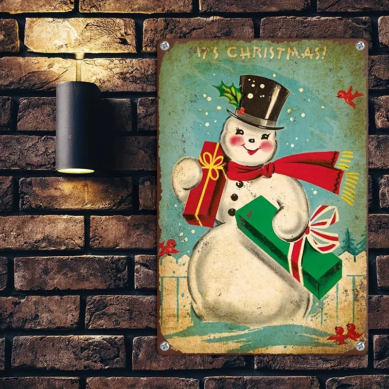 Sinais de metal de natal de boneco de neve vintage sinais de quintal de férias para casa sala de estar festa de inverno decoração de natal ao ar livre