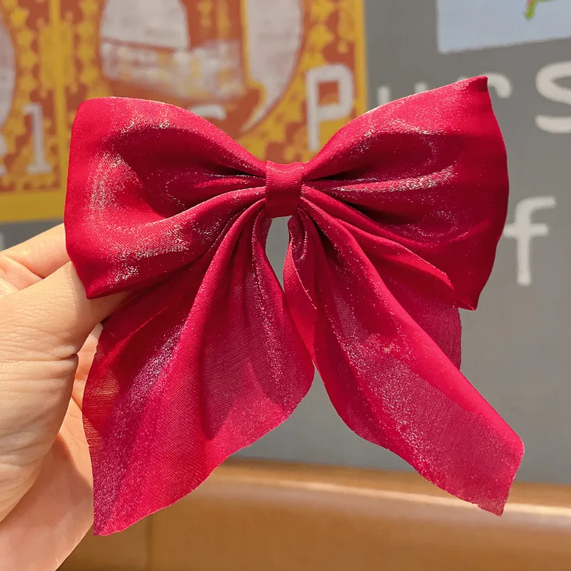 Fashion Girls Big Hair Bow Ties Hair Clips Satin Two Layer Bow for Women Bowknot Hairpins Trendy Hairpin Girl Hair Accessories