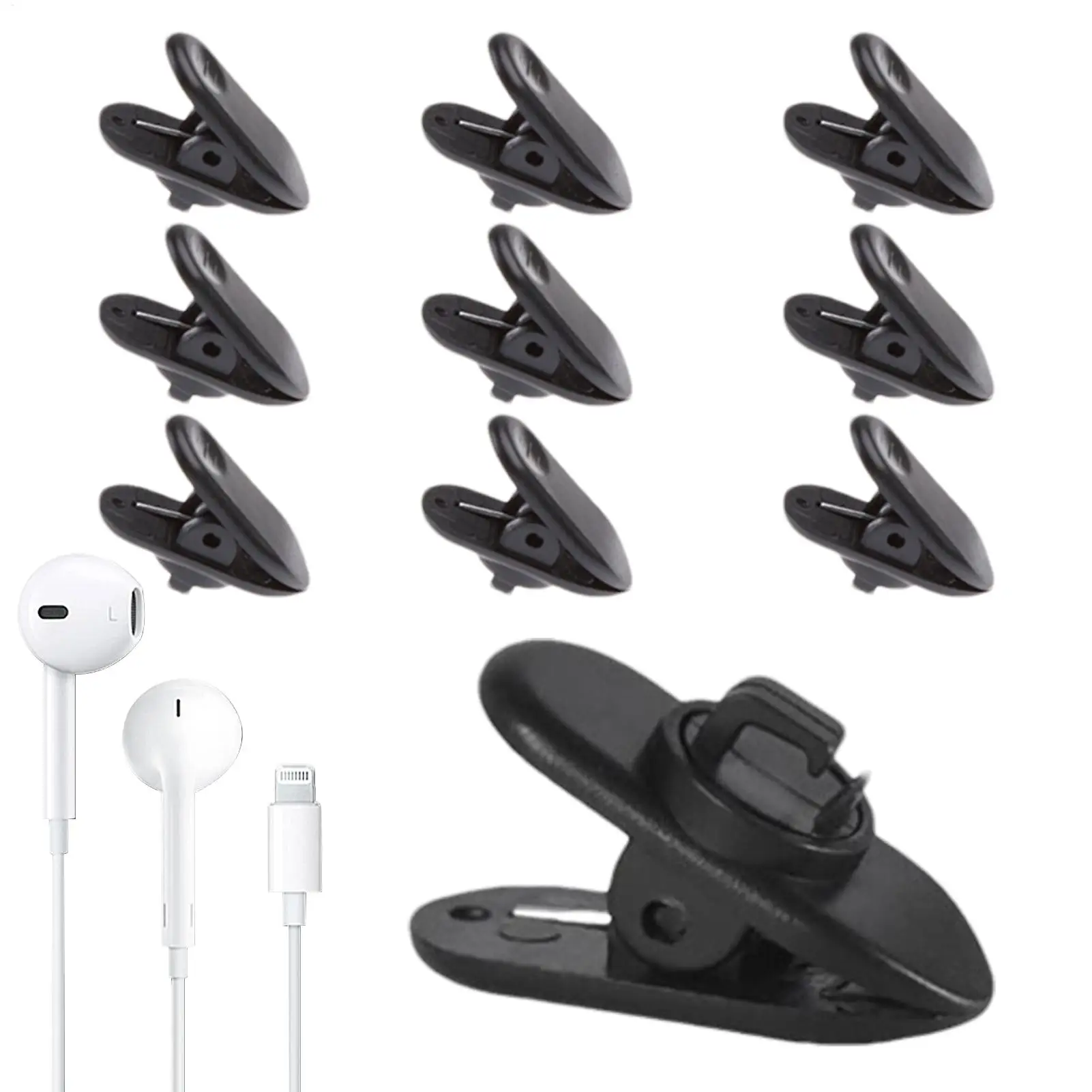 360 Rotatable Headphone Cable Clothing Clamp Universal Wired Headphone Line Clips 10 Pcs Cord Organizer To Keep Cord In Place
