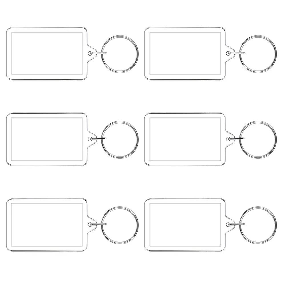 6Pcs DIY Picture Frame Keychain Photo Insert Keyring Blank Acrylic Keychain Holder for Personalized Gifts Home Office Use