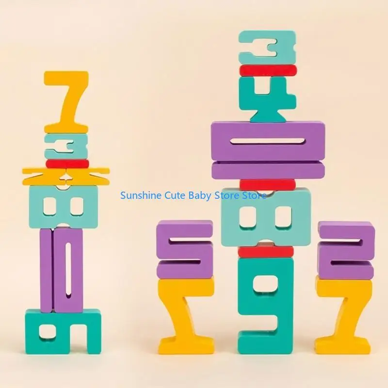 C5AF Giáo dục xếp chồng xếp chồng đồ chơi phù hợp cho tuổi 18 tháng+ trẻ sơ sinh cân bằng khối gỗ tự nhiên