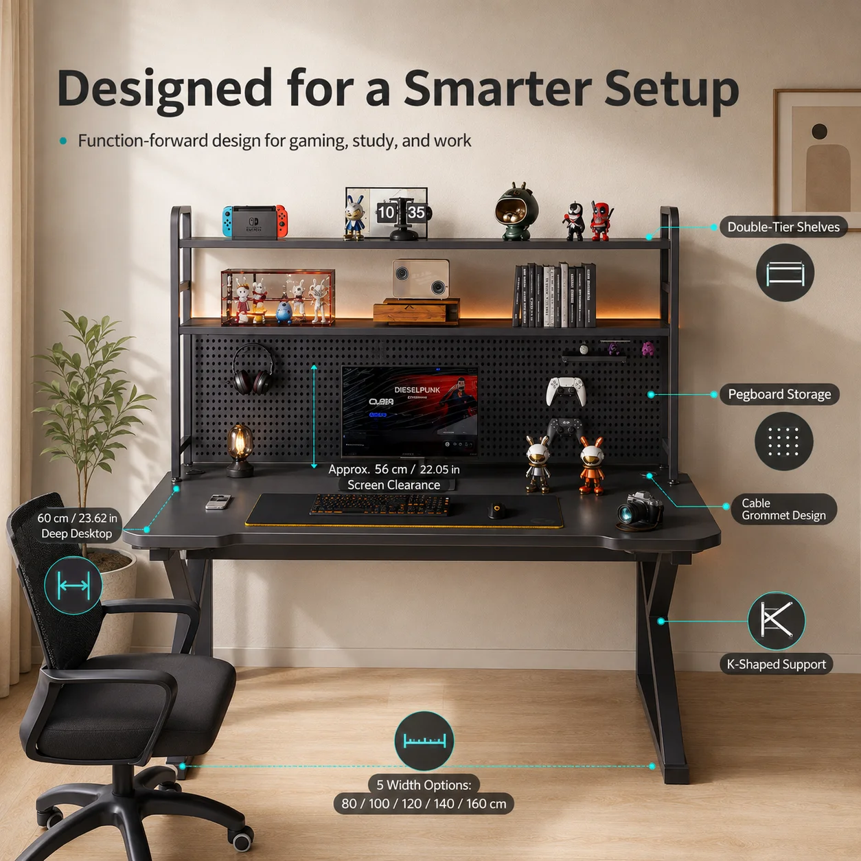 AOLIVIYA 80/100cm E-sporttafel - L Shaped Desk Setup recensie en prijs
