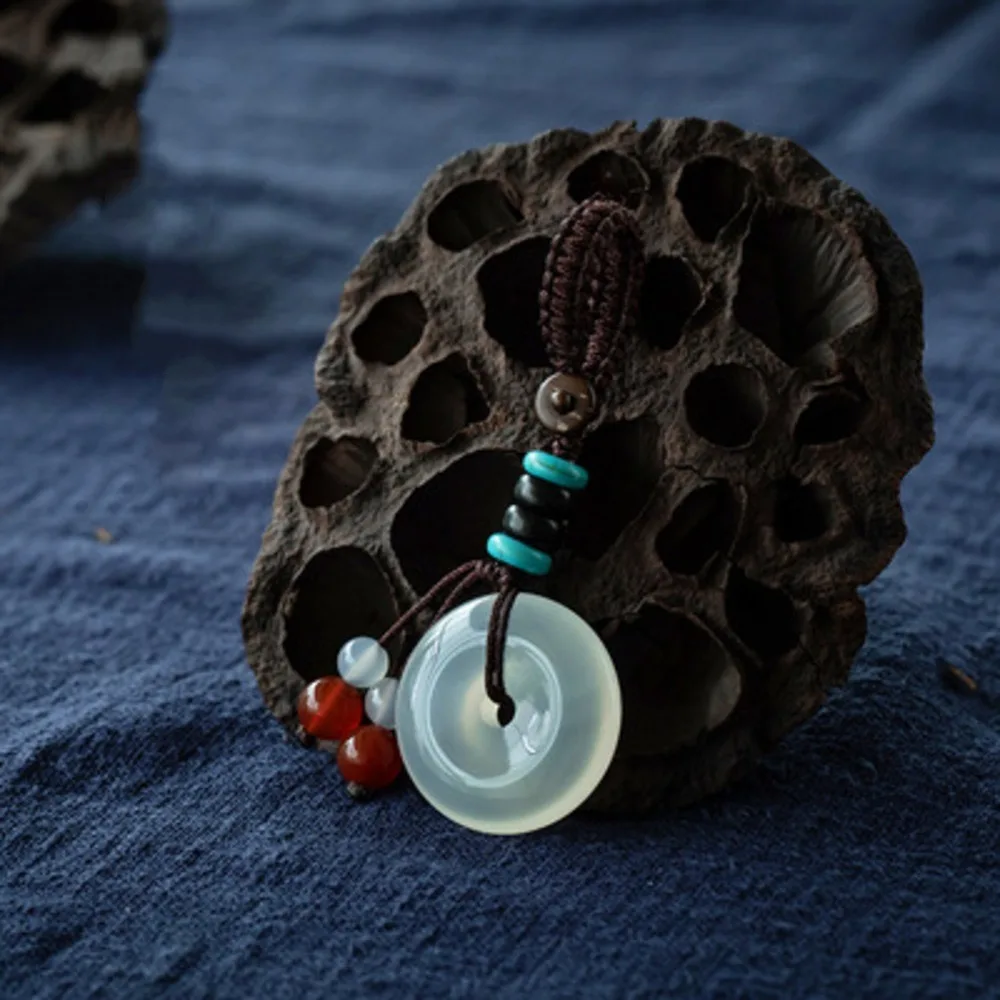 

Creative Bag Hanging Ping An Keychain Beads Flower Lucky Stone Pendant Jewelry Charms Phone Chain Lanyard Bag Decor