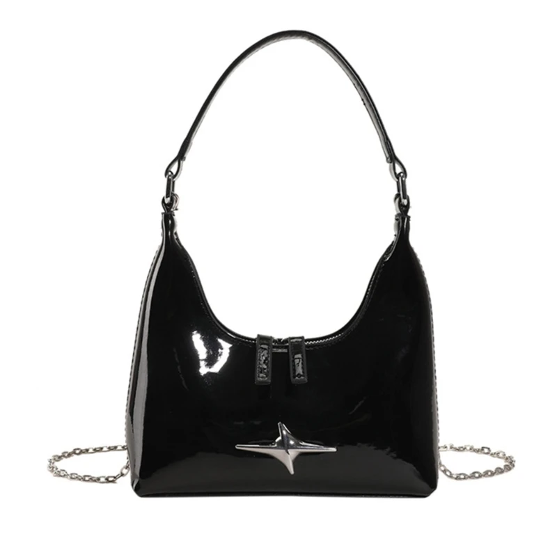 

Underarm Bag Moon Bags with Zipper Closure Shoulder Handbag with Chain Strap Perfect for Work and Parties