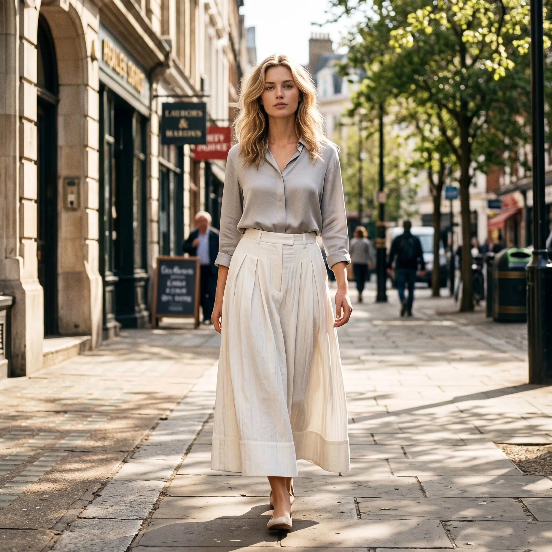 100% Ramie High Waist A-Line Women Elegant Pleated Cotton Blend Long Skirt Minimalist French Chic Summer Holiday Skirt BF2322