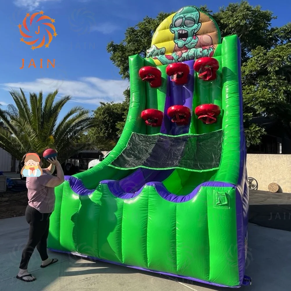 Giant Shooting Challenge 2.5m Zombie Basketball Challenge Inflatable Basketball Hoop Game with Blower For Party Rental