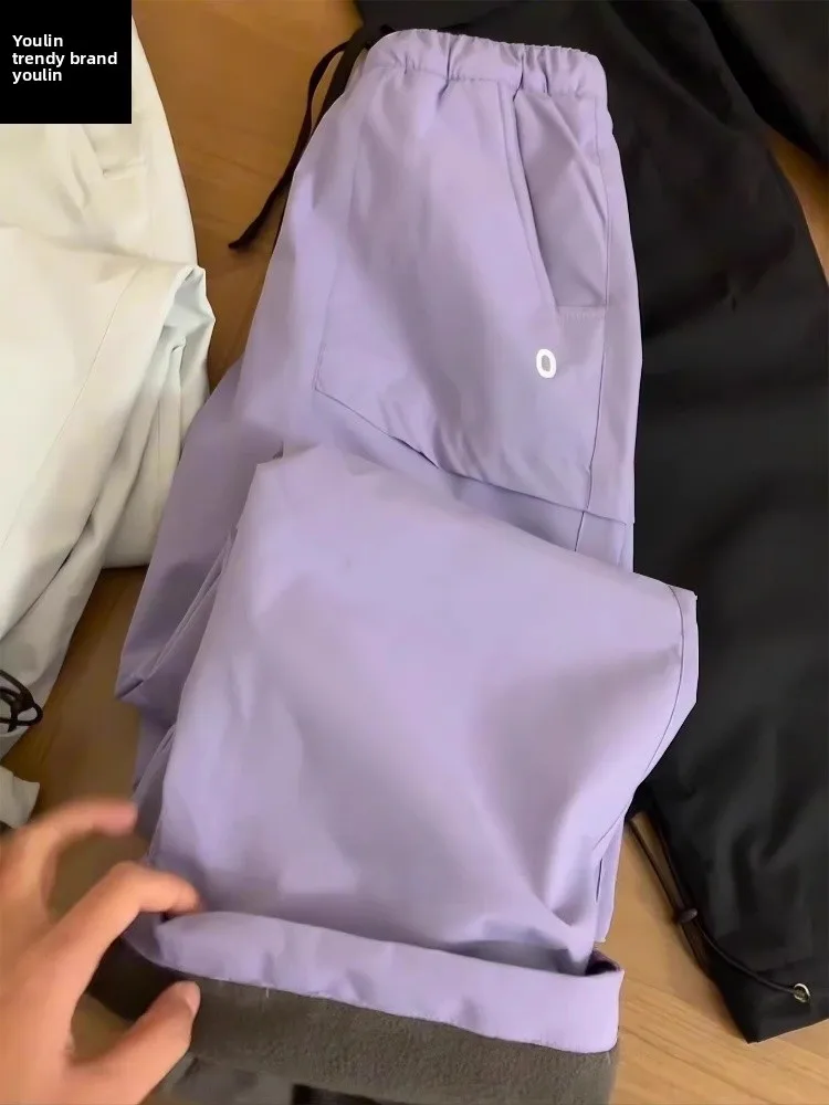 

Men's Fce Lined Soft ell Cargo Pants Outdoor Workwear Autumn Winter Tee Proof Hiking Trousers American Sle Straight Leg