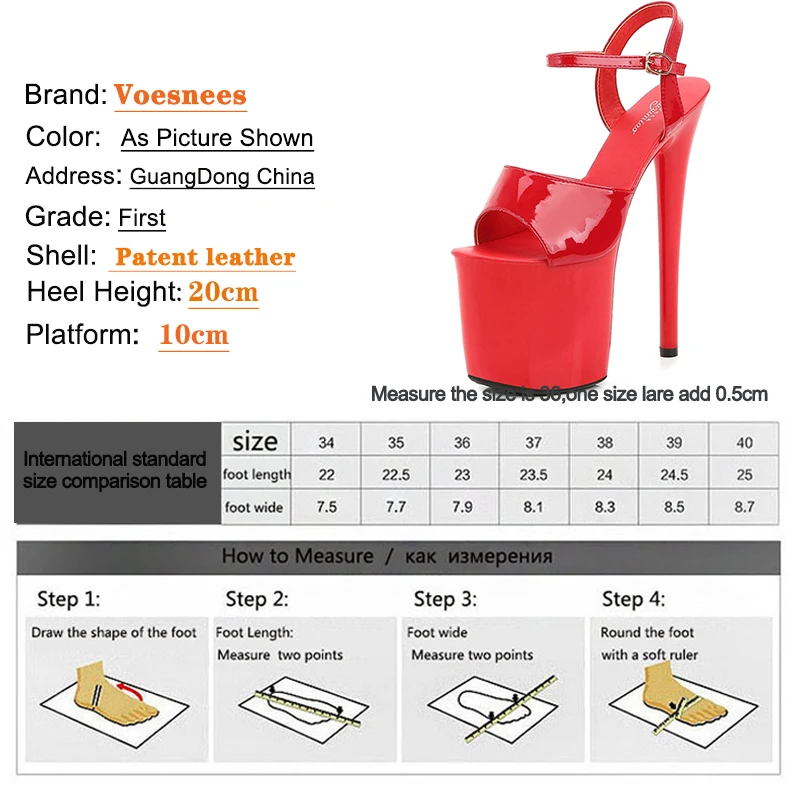 2023 New Patent Leather Women Sexy Show Shoes Pole Dance Stripper High Heels Sandals Party Club 20CM Platform High-heeled Shoes