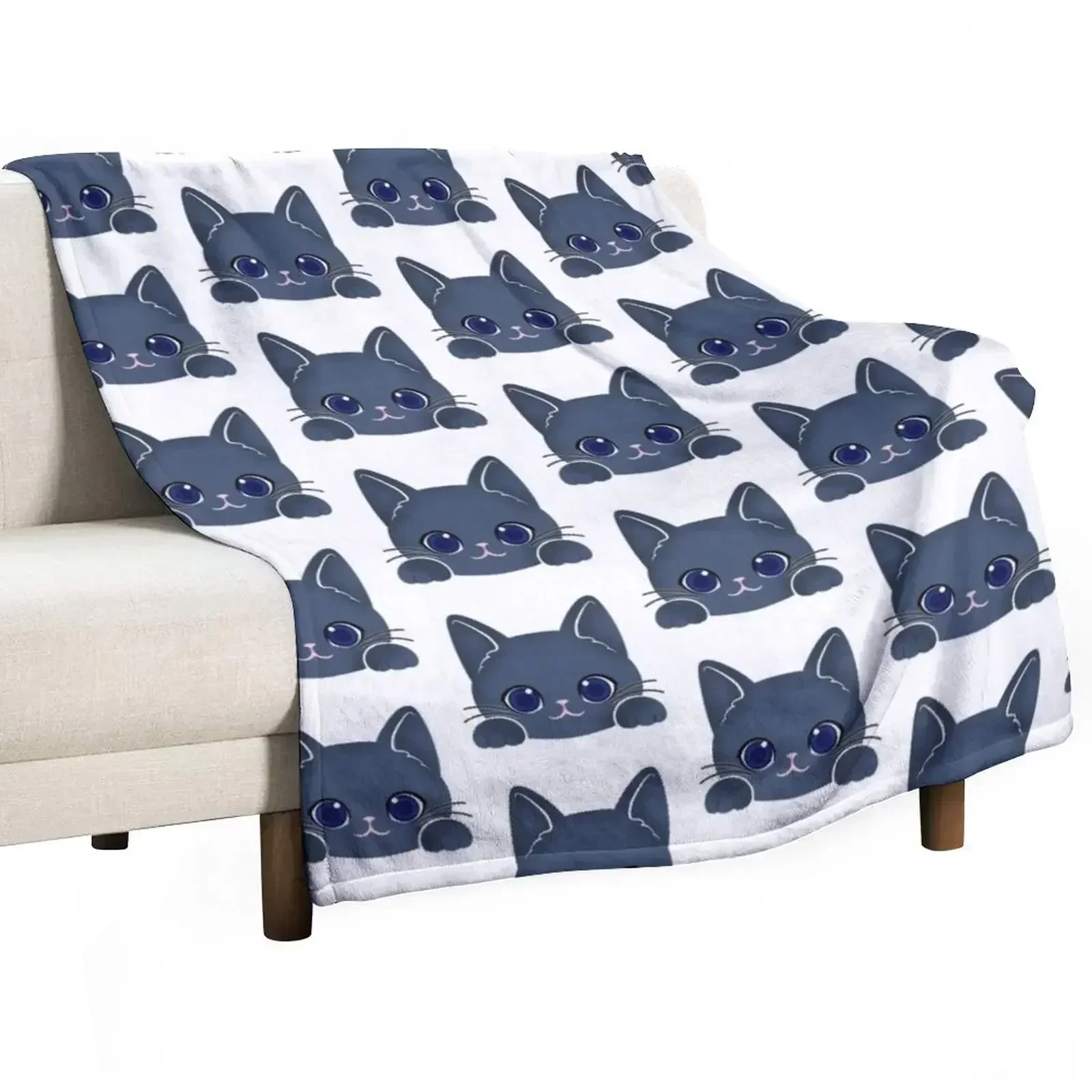 Russian Blue Cat Throw Blanket for winter Furrys Blankets