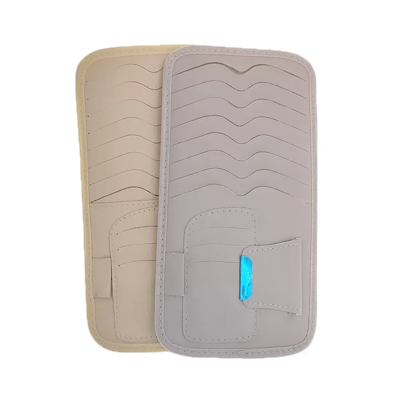 Car CD DVD Holder Bag Disc PU Leather Storage Case Sunglasses Organizer Sun Visor Sunshade Sleeve Wallet Clips