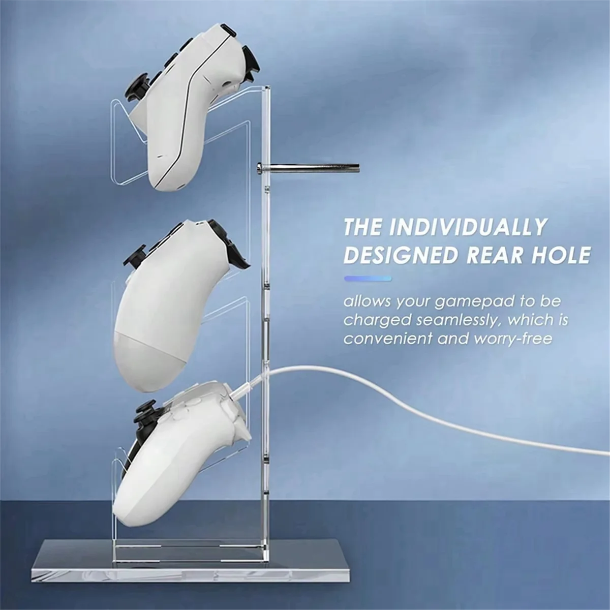 حامل وحدة تحكم عالمي مكون من 3 طبقات من EULM وحامل سماعة الرأس ملحقات ألعاب لحامل تخزين PS5 PS4 شفاف