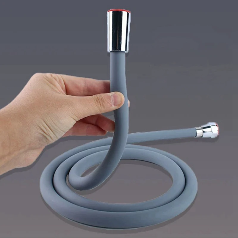 Silicone Flexible Shower Hose Anti-Winding Extension High Pressure Pipe Shower Head Tube Bathroom Accessory