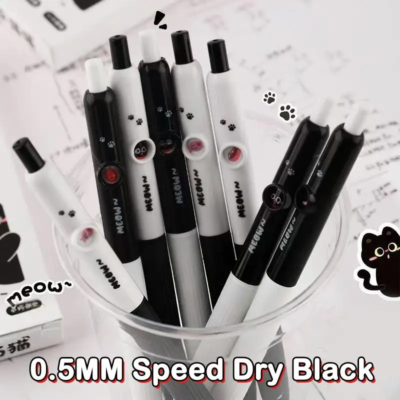 4/12/20Pcs 0.5mm Quick-Dry Black Ink-Smooth Writing Retractable Pens Kawaii Cat Paw Pen School Journaling Birthday Gift view 2