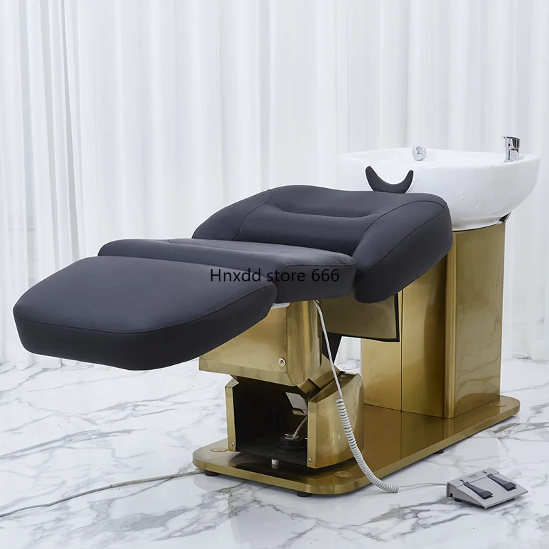 Electric shampoo lift rotating beauty and hair care flush bed