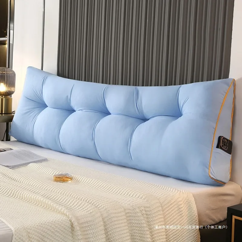 Comfortable Brushed Triangular Backrest Pillow Fluffy and Warm Feather Cotton Bed Cushion Classic Solid Color Tatami Backrest