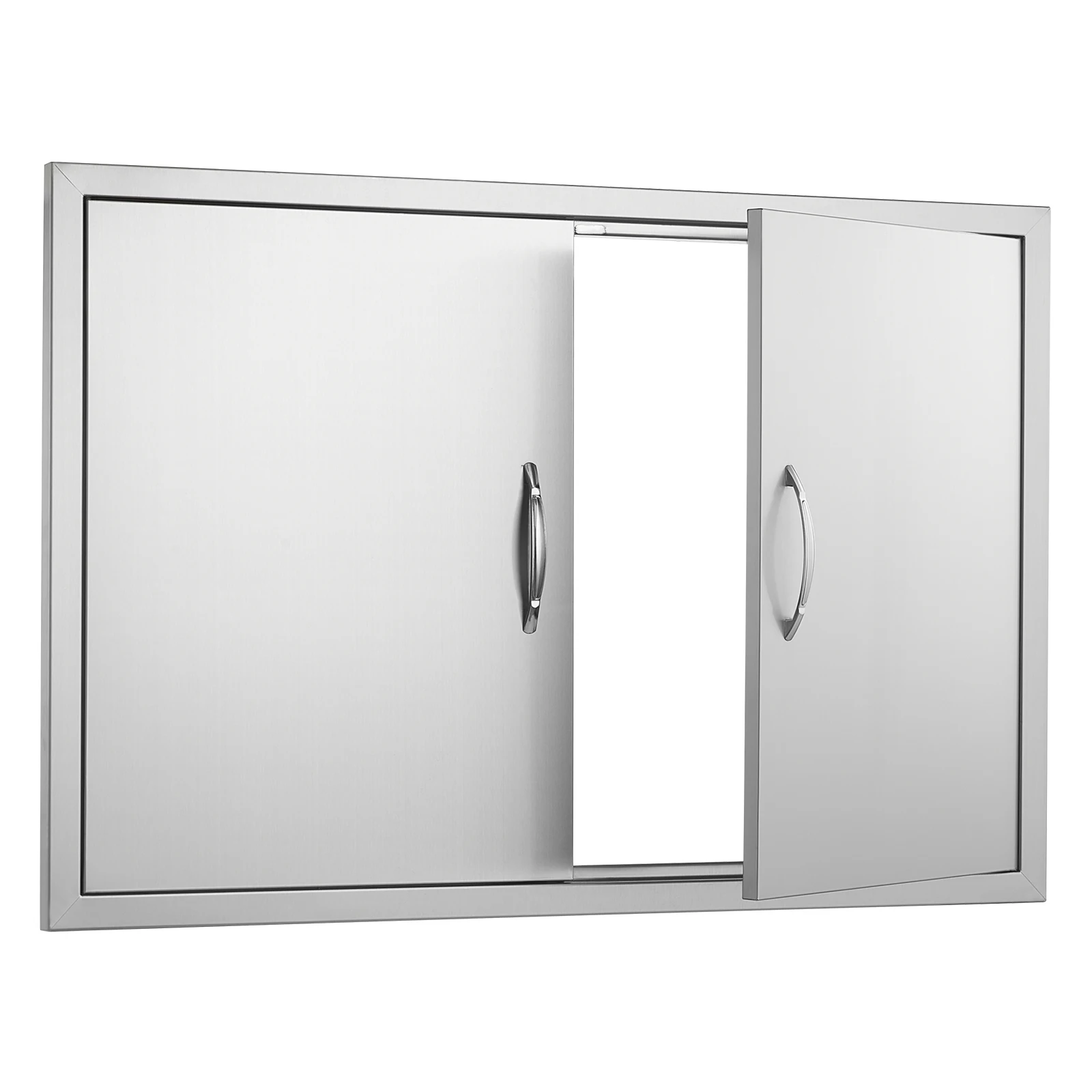 BBQ Access Door, 39W x 26H Inch Double Outdoor Kitchen Door, Stainless Steel Flush Mount Door, Wall Vertical Door with Handles and Hooks, Grilling Station, Outside Cabinet, Designed for BBQ Island