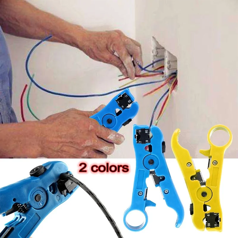 Đa Năng Dây Cáp Mạng Vũ Nữ Thoát Y Cắt Kìm Tuốt Dây Dụng Cụ Bằng Phẳng Hoặc Vòng UTP Cat5 Cat6 Dây Cuộn Đồng Trục Tước Công Cụ