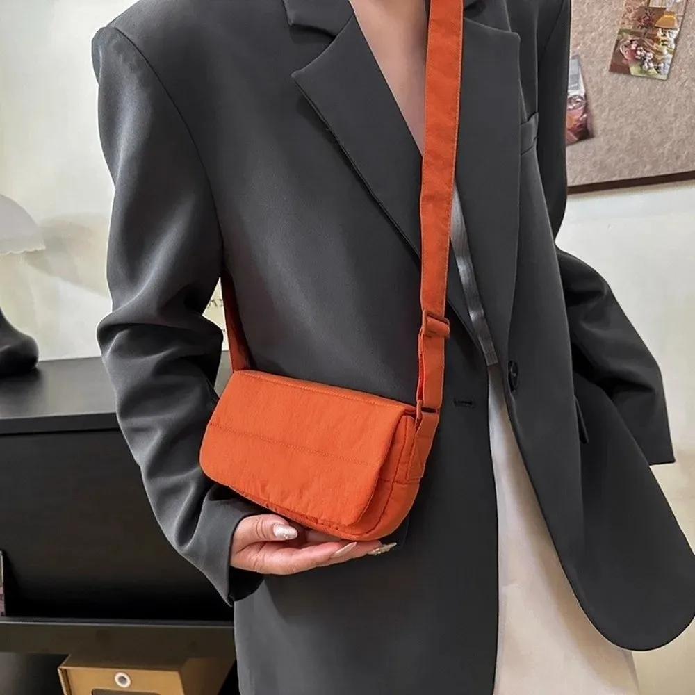 Fashion Elegant Macaron Crossbody Bag Lightweight Multifunctional Nylon Shoulder Bag Solid Color Simple Message Bag Autumn