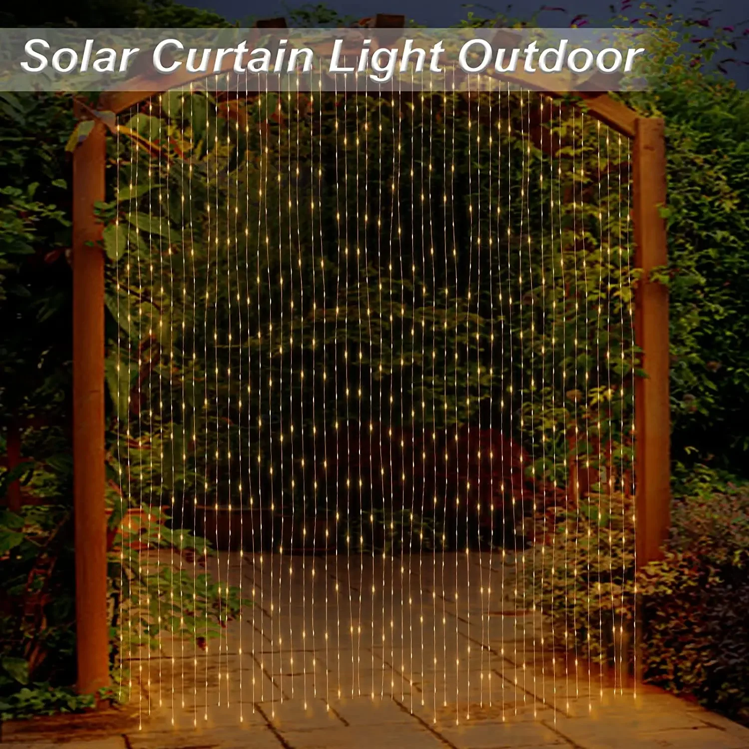 Solar Fairy Curtain Lights 3M 300LED Waterproof Outdoor Garland Solar Power Lamp Christmas For Garden Party Wedding Decoration