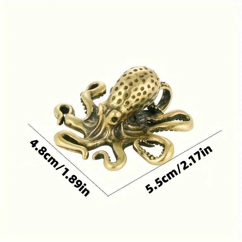 1 Stück, reines Messing, Vintage-Oktopus-Ornament, Retro-Tee-Tier-Sammlerstück, handgefertigte Statue, Dekoration für den Innen- und Außenbereich, einzigartiges Geschenk für Zuhause, Büro oder Wohnzimmer, künstlerische Dekoration, hochwertige Verarbeitung. – Detail 5