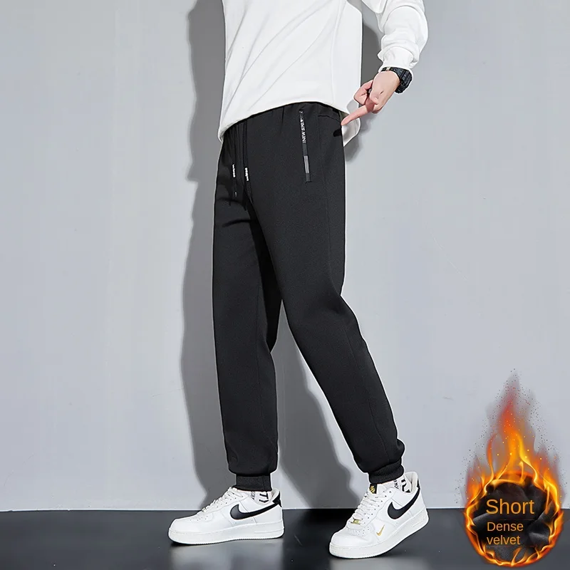 

Casual pants for men in autumn and winter, thickened pure cotton sanitary pants, dad's fleece pants, windproof sports pants, spr